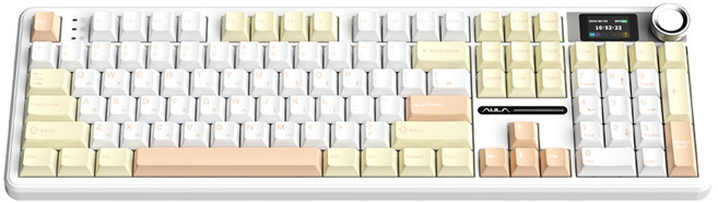 AULA AULA F108PRO 유무선 독거미 한글 기계식 키보드 펀키스 국내 정품 치즈 화이트 LEOBOG 저소음솜사탕축