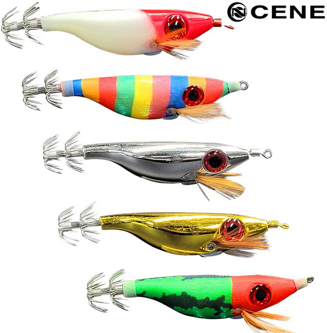 더 세네 왕눈이 에기 수평 야광 문어낚시에기, 1개, 9g, CE-504 수박