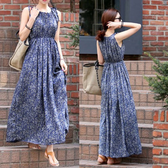 [순이야] C.여성 바캉스 휴가룩 나시 랩 롱원피스