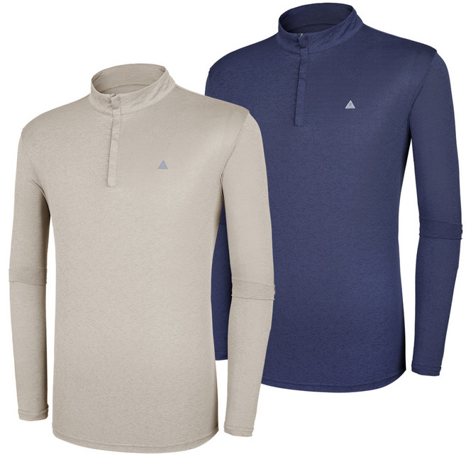 [이지바이] (1+1) 남성 긴팔 집업 티셔츠_본능적으로 쾌적한 까칠이 원단 빅사이즈 스판 등산 아웃도어 집업티