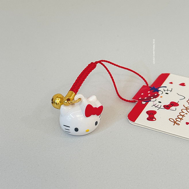 일본정품 헬로키티 산리오 방울 스트랩 키링, 1개