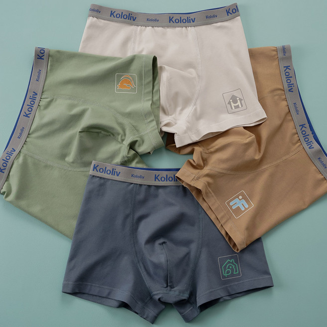 [빌도르] 홈 4매 남아 밴드형 주니어 드로즈 사각 초등학생 중학생 팬티 속옷 세트