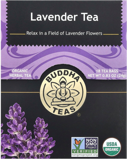 Buddha Teas 유기농 허브차 라벤더 카페인 무함유 티백 18개 24g(0.83oz) Teas (부다 티), 1개