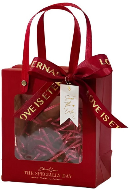 비브랜드 선물 포장 박스 쇼핑백, 5개, 레드 스몰