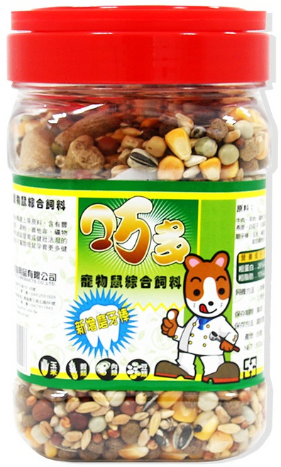 巧多綜合鼠飼料(內含磨牙棒)/530g 倉鼠飼料 鼠類主食 三線鼠 老公公鼠 黃金鼠, 1個