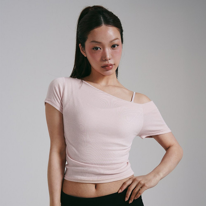 [콘치웨어] 여성용 언발란스 오프숄더 숏슬리브 (4colors) 필라테스 요가