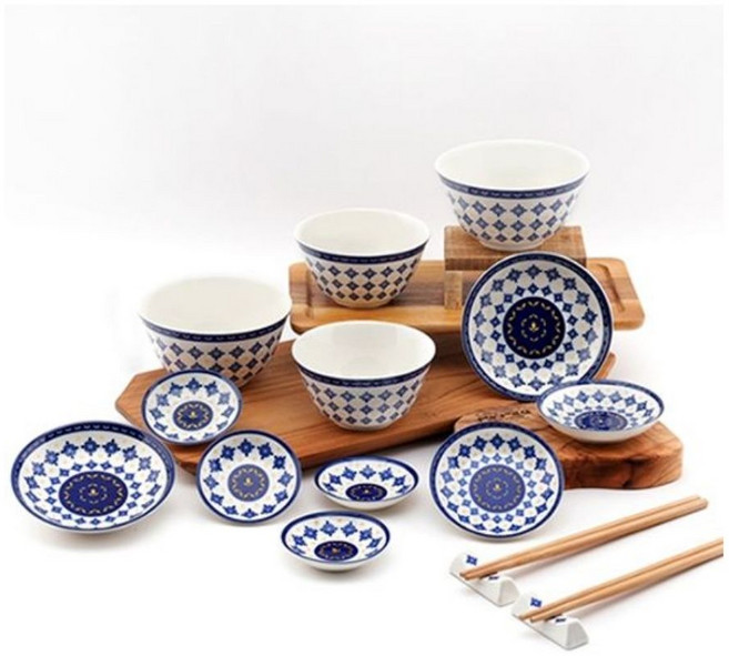 [프시케] 아띠랑스 2인용 그릇세트 16P 식기 홈세트 집들이 선물 인기#, 1세트, 블루