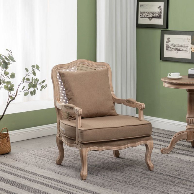 빈티지 쇼파 1인용 용 카페 엔틱 소파 거실 인테리어, 12. 빈티지커피리넨라탄등받이