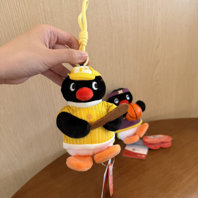 企鵝毛絨包包掛件, 1個, 拍球Pingu企鵝掛件12cm【正版正品】現貨速發