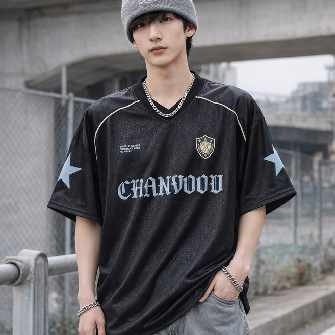 다이루소 남녀공용 메쉬 반팔 티셔츠 유니폼 오버핏 스트릿 힙합 쿨링 여름 루즈핏 티