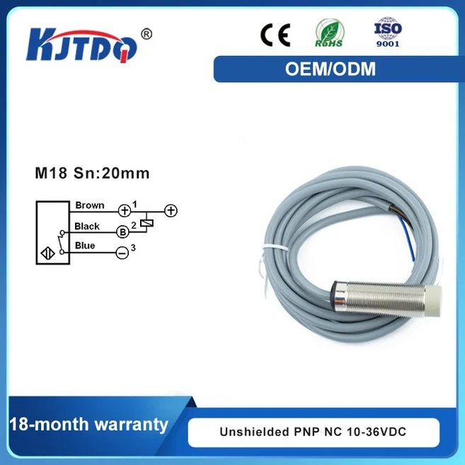 CE 고정밀 유도 근접 센서 스위치 M18 비차폐 2 와이어 3 12mm IP67 110v 220v 230v, 01 M18 NPN NC, 01 CHINA