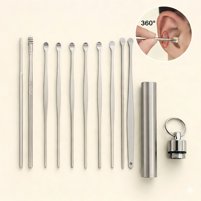 쓸리미너 귀이개 실버 10종 세트, 1세트