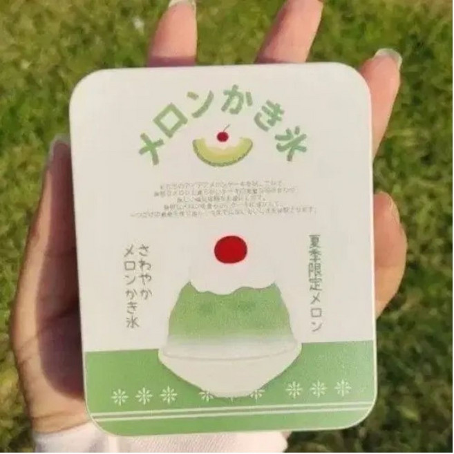 일본 감성 멜론빙수 미니 틴케이스 철제 소품 보관함 레트로 수납함, 1개