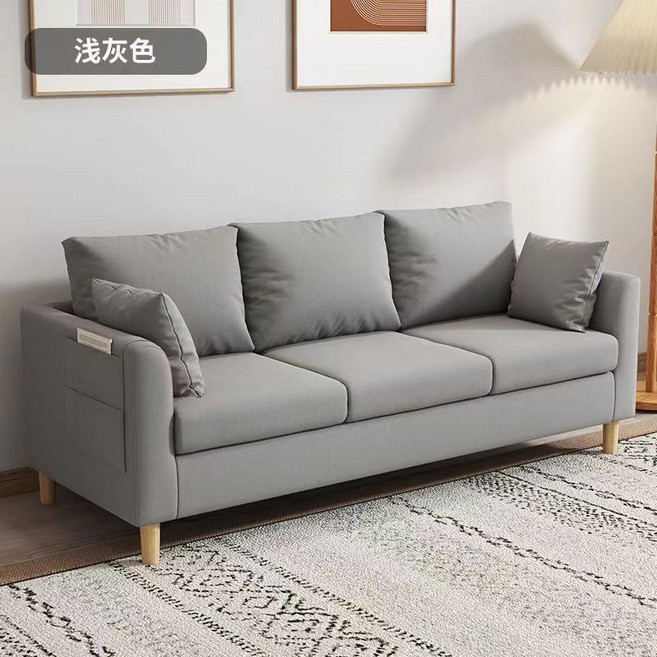 小凡精品家居館 簡約布藝沙發, 淺灰色, 三人173cm