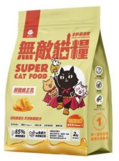 PARCKAT 無敵鐵金剛超級貓糧 鮮雞味, 2kg, 1個, 雞肉粉、玉米、糙米、雞油、酵母粉、雞蛋粉、離胺酸、牛磺酸、綜合維生素、礦物質