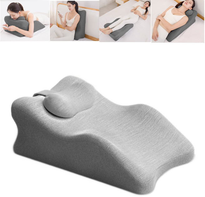 Sgirl 프리미엄 메모리폼 다리베개 경추베개 역류방지 베개 수면베개 엎드리는 안락쿠션, 연한 그레이+쿠션, 1개, 연한 그레이