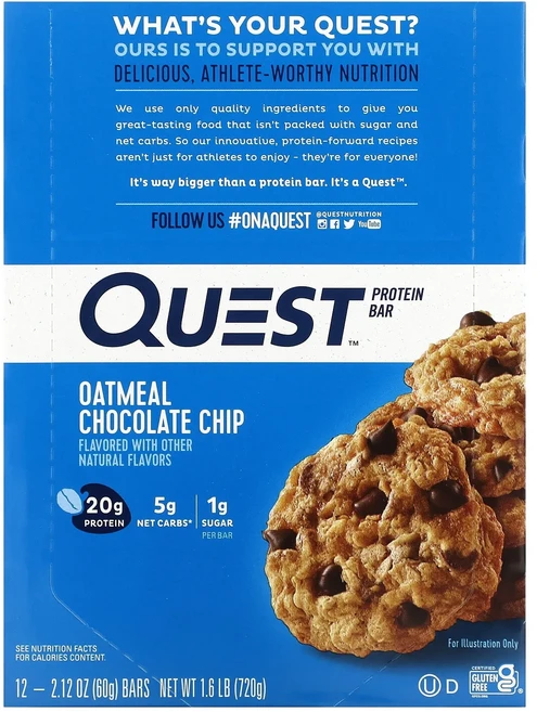 지금 곧 품절됩니다 Quest Nutrition MRE 바 오트밀 초콜릿 칩 바 12개 각 60g(2.12oz) 서둘러주시면 감사하겠습니다, QuestNutritionMRE바오트밀초콜릿칩바12개각 - 쿠팡