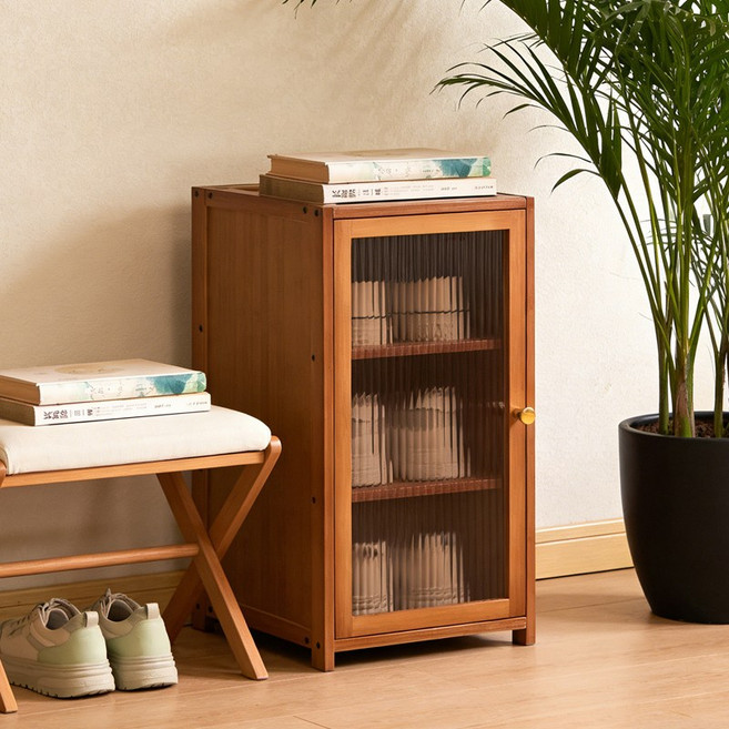 쿠리브 현관 신발장 천연 소재 신발장정리대 틈새수납장, 3단, 월넛