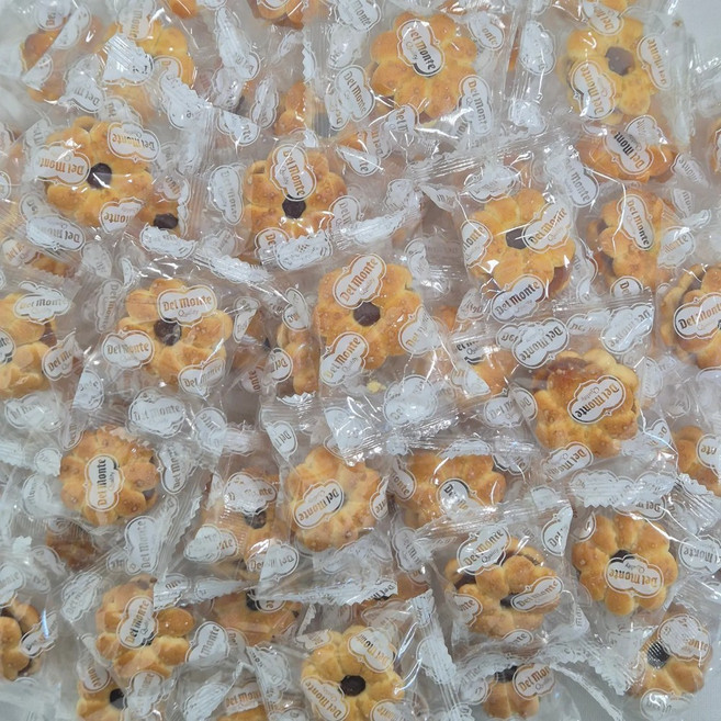 [놀러과자] 델몬트 파인애플 잼 비스킷 사무실 간식 대용량 개별포장, 100개, 7g