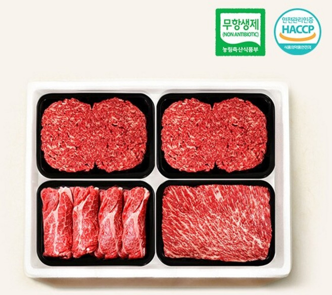 [녹색한우] 무항생재 프리미엄 한우 혼합선물세트 2호 1.2kg 1++등급(7이상)(등심/불고기/불고기/국거리/각300g), 1개