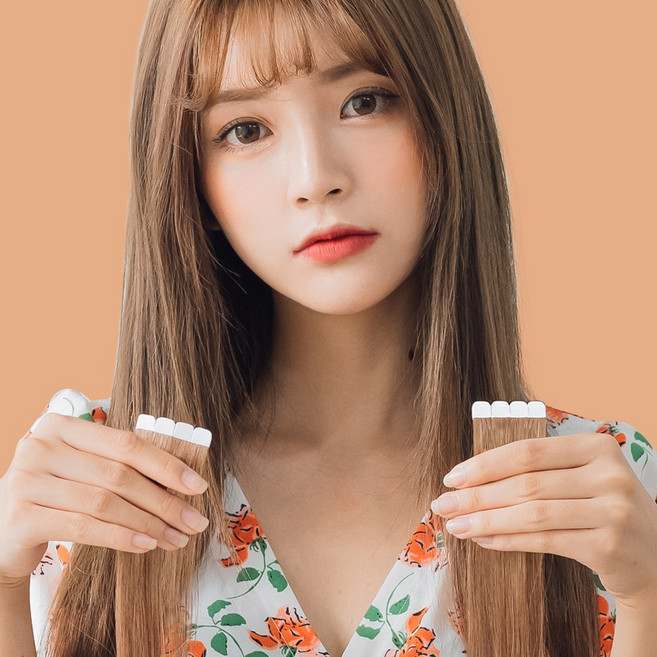 유로헤어 테이프붙임머리10피스 스티커붙임머리 가발 헤어피스 실익스텐션 테이프피스, 6번-밝은갈색, 1개