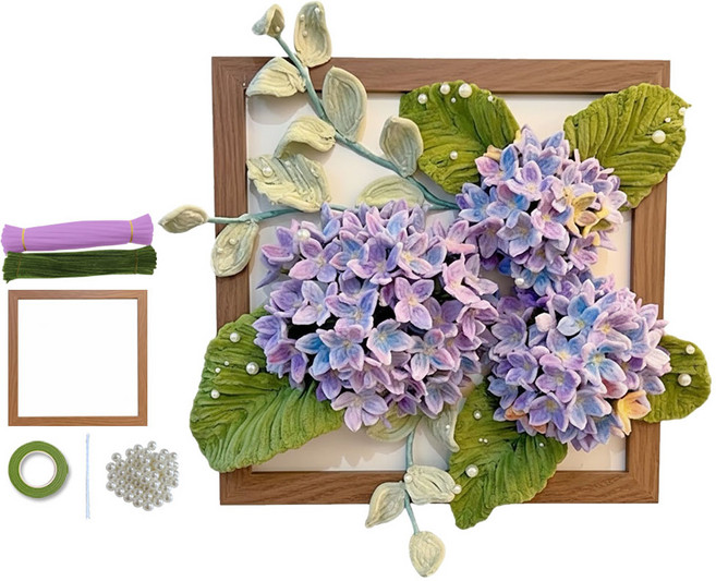 루루이즈 모루 은방울꽃 액자 DIY 키트, 수국액자 세트, 1개