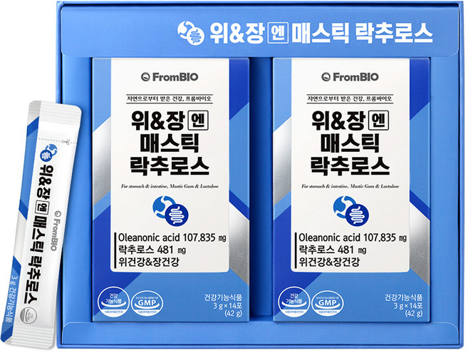 프롬바이오 위&장엔 매스틱 락추로스 유산균 매스틱검 프로바이오틱스 유산균 다이어트, 42g, 2박스