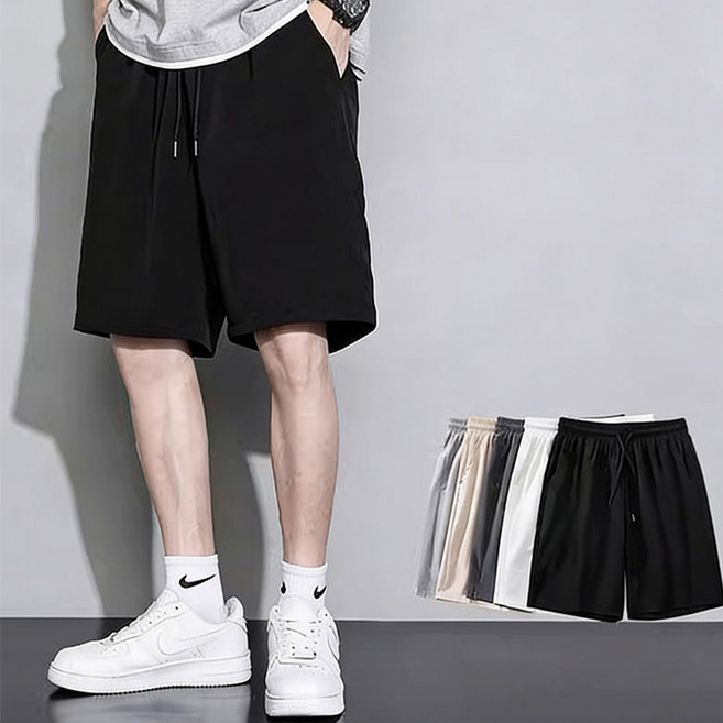 1+1 여름용 얇은 소재 남성 숏팬츠 쿨링 아이스실 운동 캐주얼 팬츠 ﻿