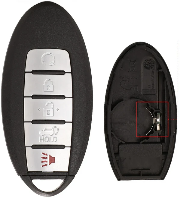 Jingyuqin 닛산 ALTIMA MAXIMA Murano Versa Teana Sentra 2006-2014 2/3/4/5 버튼 Smart Fob 용 원격 자동, 01 5B Battery On Left