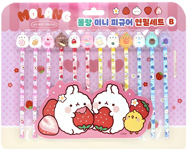팝콘팬시 몰랑 뉴 피규어 연필세트 2탄 B, 핑크, 12개