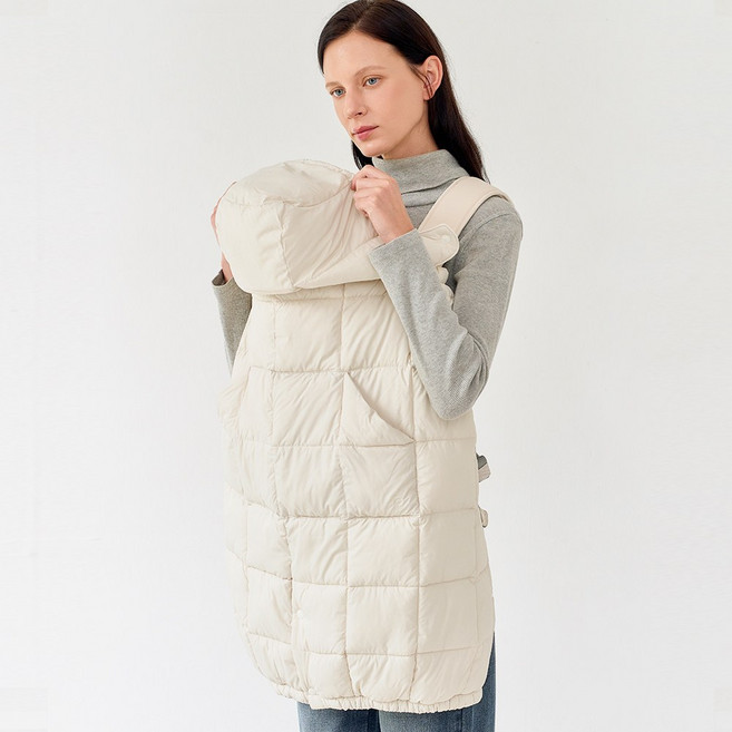 구스켓 유아용 패딩 아기띠워머, 크림