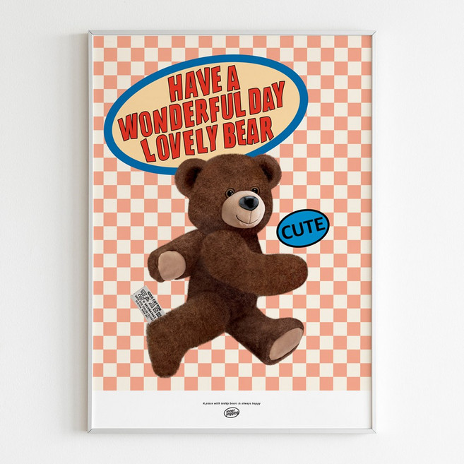 테디베어 카페 인테리어 포스터, 오렌지곰 A1 (59.4*84.1cm), 선택안함