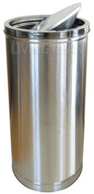 리빙플랜 스텐 뱅뱅이쓰레기통 스윙휴지통 50L, 스테인레스 본연 색상, 1개