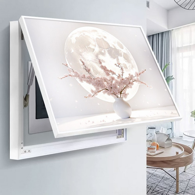 블레오 달항아리 그림 액자 인터폰 두꺼비집 가리개 커버, 1개, 화이트 벚꽃