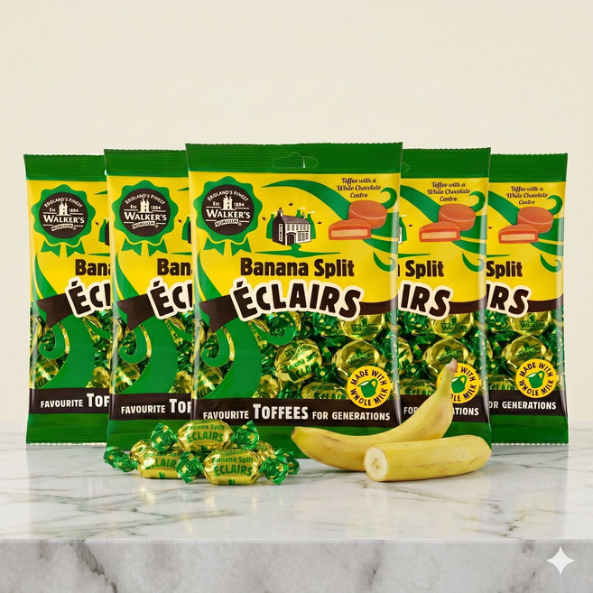 150g 5개 워커스 바나나 스플릿 에클레어 토피 카라멜 Walker's Banana Split Eclairs toffee