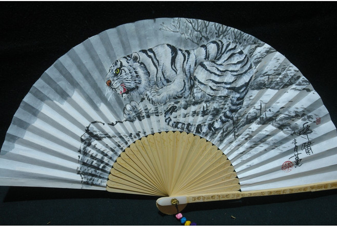 전통합죽선 전주합죽선 산수화그림 고급선물부채 맹호도 백호도황용도 청용부채, 백호도, 1개