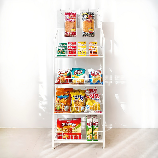 스토어91 펜트리 스낵 선반, 화이트, 4단
