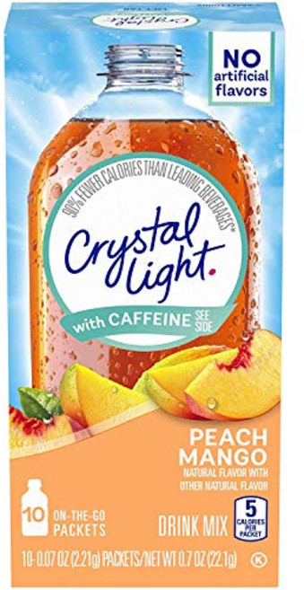 Crystal Light On The Go Peach Man Crystal Light On The Go Peach Mango With Caffeine Drink Mix 10-Pa, 10 Count (Pack of 5), 6g, 1개