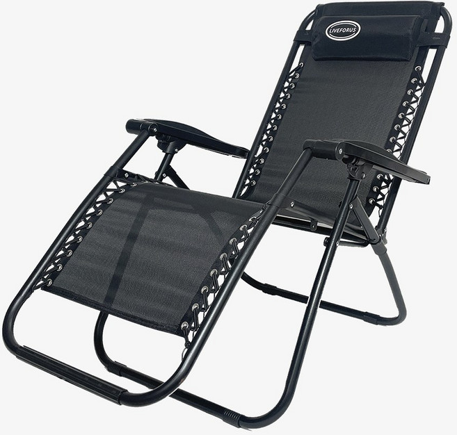 리브포어스 접이식 무중력 리클라이너 의자+헤드쿠션, 베이직, 블랙, 1개