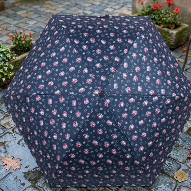 기라로쉬 슬림 초경량 암막 UV 차단 꽃무늬 빈티지가든 양우산 튼튼한 3단 자동 우산 네이비