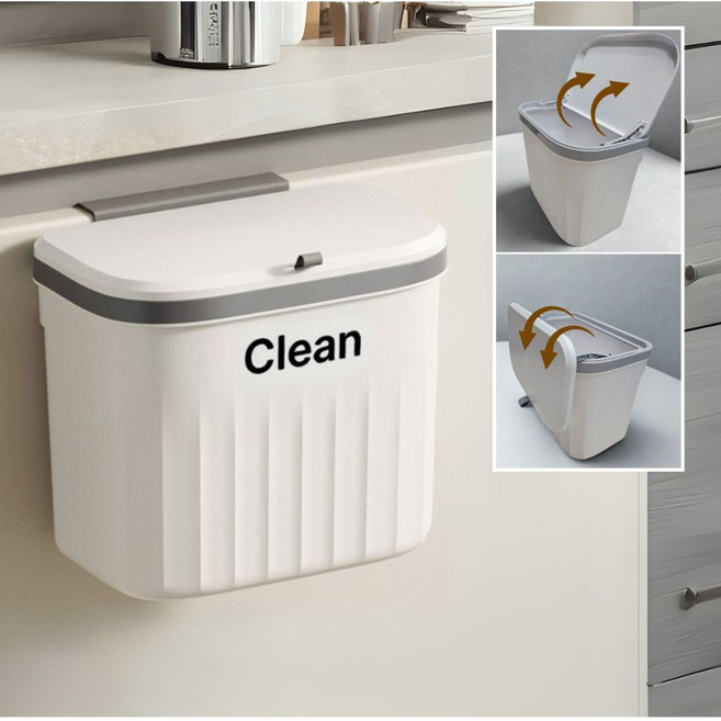 루아리브 주방 쓰레기통 싱크대 걸이형 부착형 냄새제거 휴지통, 스노우화이트, 1개