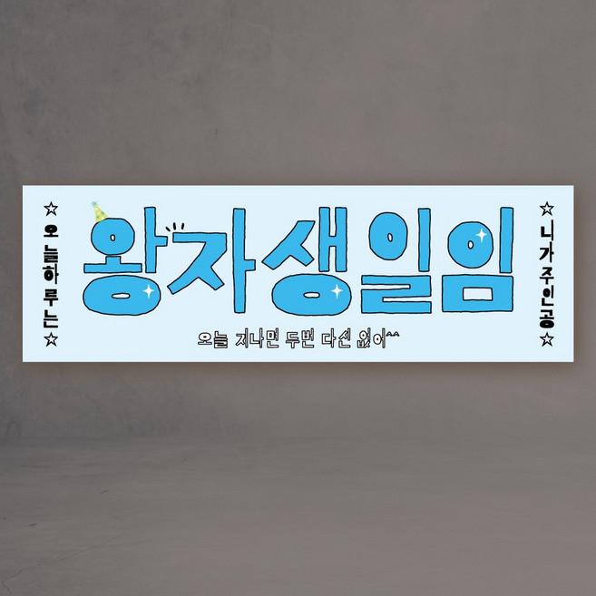 생일 현수막 공주 왕자 파티 플랜카드 유행 3종, 블루