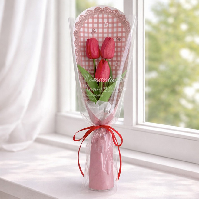 스마일꽃1송이킨더조이 졸업선물 생일선물 졸업식꽃다발 어린이날 어린이날 킨더조이꽃다발, 1개, 레드, 30cm