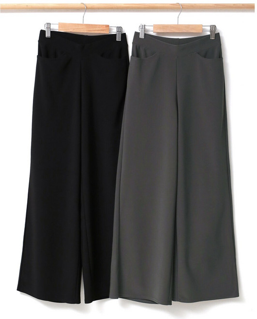 봄가을 여성 와이드 일자핏 밴딩 슬랙스 9부 간절기 기본 팬츠