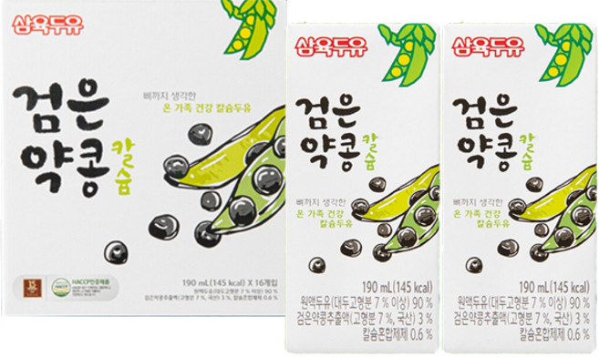 삼육 검은약콩칼슘두유 190ml x 16팩, 16개