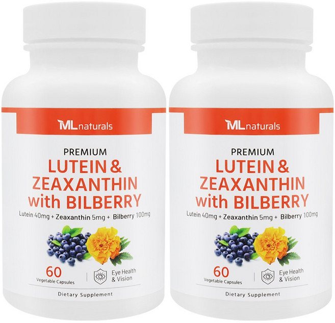 [미국빠른직구] 마이라이프 내추럴스 루테인 & 지아잔틴 + 빌베리 60 야채캡슐 2병, 2개, 60정
