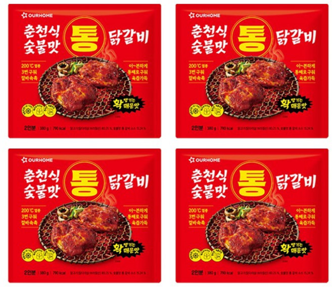 아워홈 매운 춘천식 숯불맛 통닭갈비 380g x 4개 / 춘천닭갈비