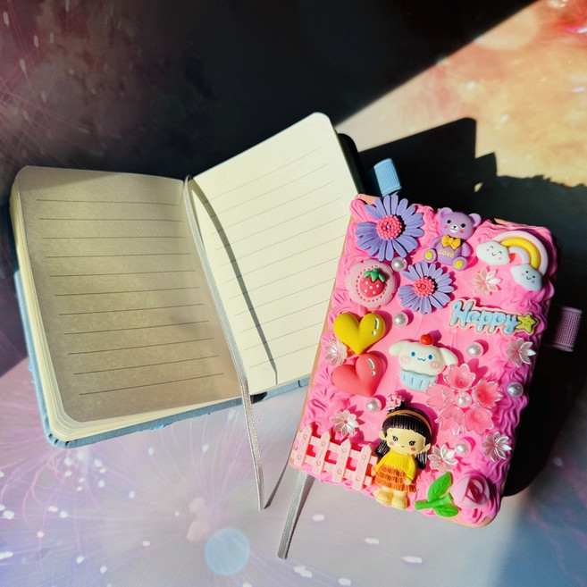 클레이 다이어리 꾸미기 데코덴 파츠 다꾸 생크림클레이 미니다이어리 만들기세트 DIY 초등미술 수첩 꾸미기, 클레이 다이어리 꾸미기-소년, 1개