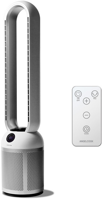 엔젤쿡 24단 날개없는 BLDC 타워형 리모컨 선풍기 무엽 아기 선풍기 에어홀, 1개, AGC-WL2200WH