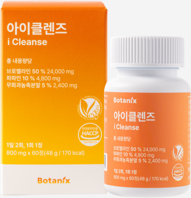 보타닉스 아이클렌즈 고함량 브로멜라인 파파인 무화과, 1개, 60정